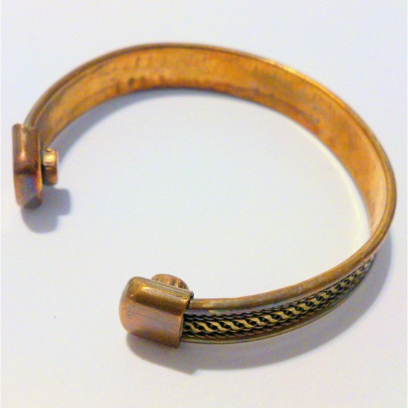 Vintage Copper and Brass Boho Inspired Cuff Bracelet - Picture 3 of 4